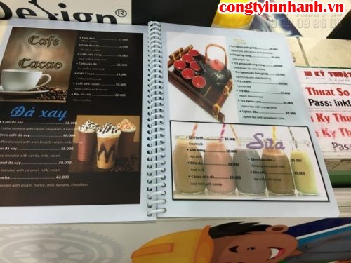 In menu quán cafe tại công ty in nhanh - giá in menu quán cafe